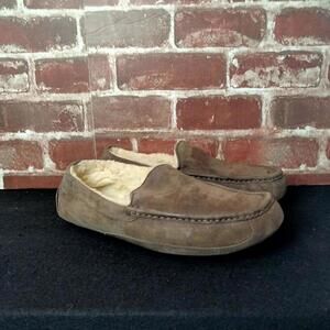 Women’s Brown Suede Shearling Lined Slip-On Loafers